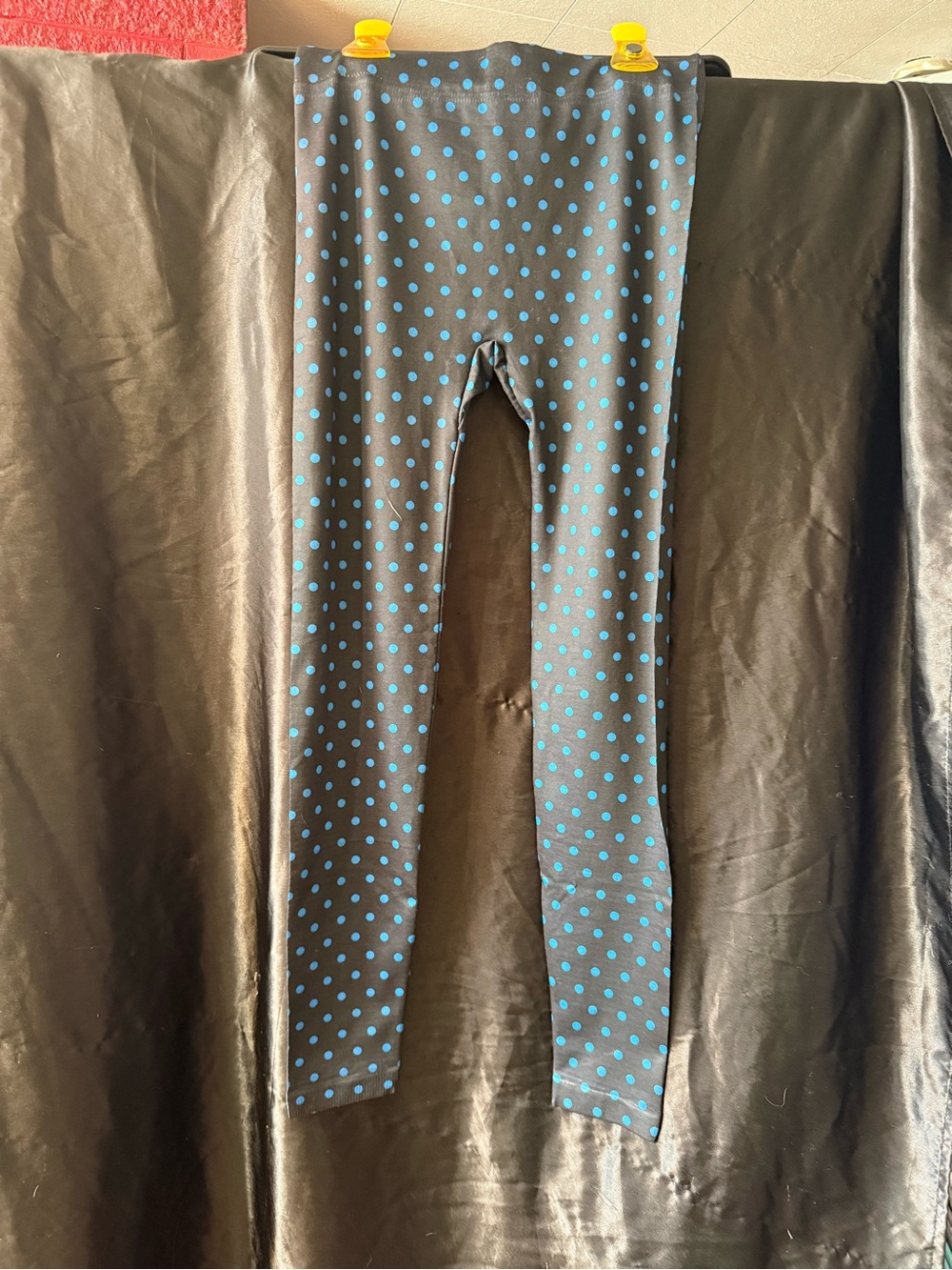 Girls' Black with Blue Polka Dot Leggings - Kids Bottoms